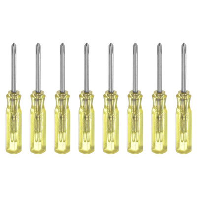 Harfington 8Pcs PH0 Mini Phillips Screwdriver 2mm Magnetic Cross Head 45mm Length, Yellow