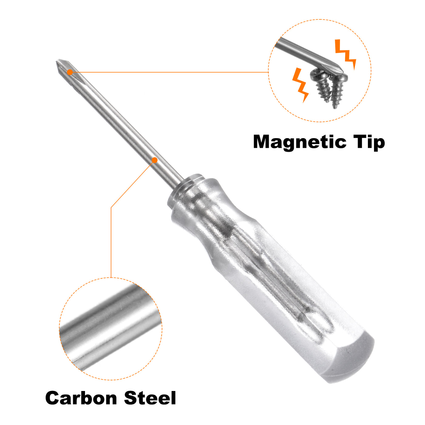 Harfington 2Pcs PH0 Mini Phillips Screwdriver 1.5mm Magnetic Cross Head 45mm(L),Transparent