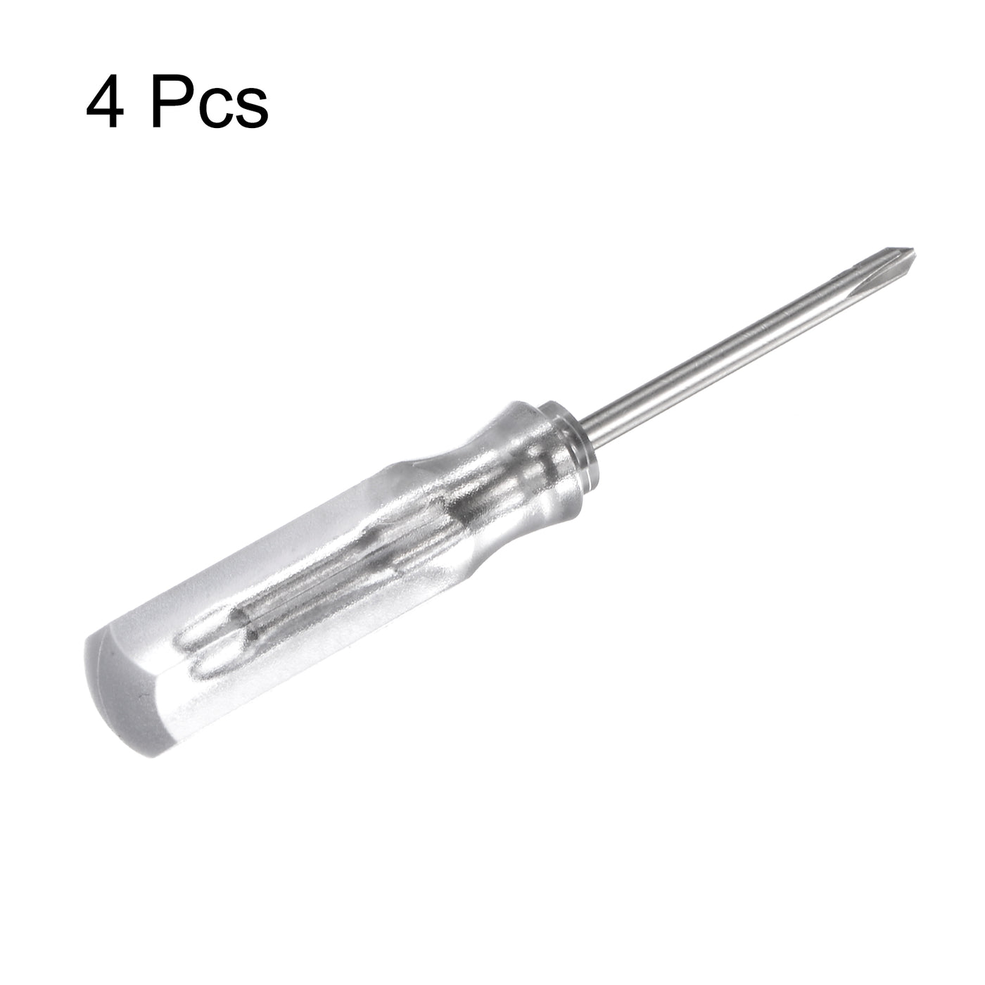 Harfington 4Pcs PH0 Mini Phillips Screwdriver 1.5mm Magnetic Cross Head 45mm(L),Transparent