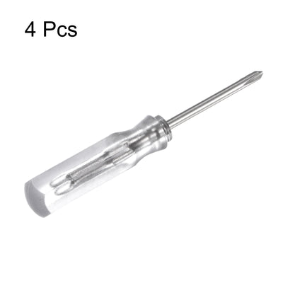 Harfington 4Pcs PH0 Mini Phillips Screwdriver 1.5mm Magnetic Cross Head 45mm(L),Transparent