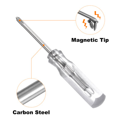 Harfington 4Pcs PH0 Mini Phillips Screwdriver 1.5mm Magnetic Cross Head 45mm(L),Transparent