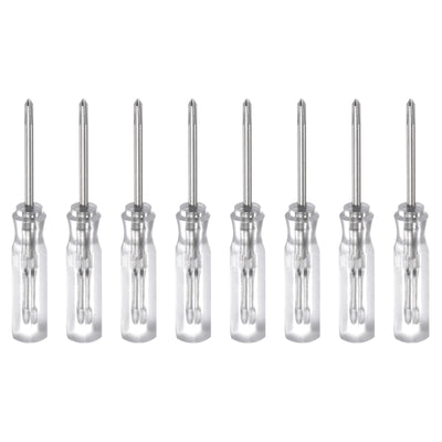 Harfington 8Pcs PH0 Mini Phillips Schraubendreher 1,5 mm Magnetischer Kreuzkopf 45 mm Länge für Reparaturen an kleinen Geräten, Transparent