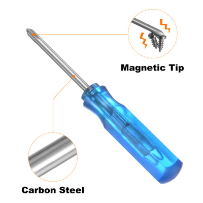 Harfington 2 Stück PH0 Mini Phillips Schraubendreher 1,5 mm Magnetischer Kreuzkopf 45 mm Länge für Reparaturen an kleinen Geräten, Blau