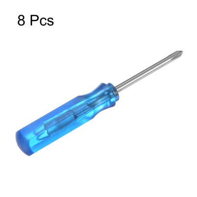 Harfington 8Pcs PH0 Mini Phillips Screwdriver 1.5mm Magnetic Cross Head 45mm Length, Blue