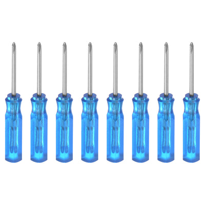 Harfington 8Pcs PH0 Mini Phillips Screwdriver 1.5mm Magnetic Cross Head 45mm Length, Blue