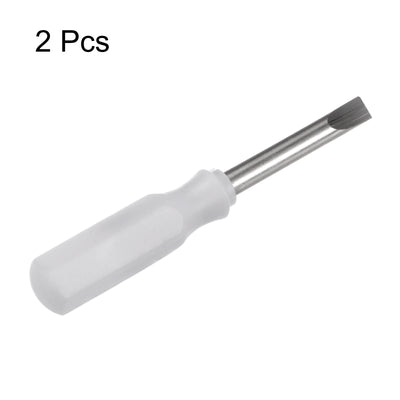 Harfington 2Pcs SL3.0 Mini Slotted Screwdriver 3mm Magnetic Flat Head 45mm Length, White