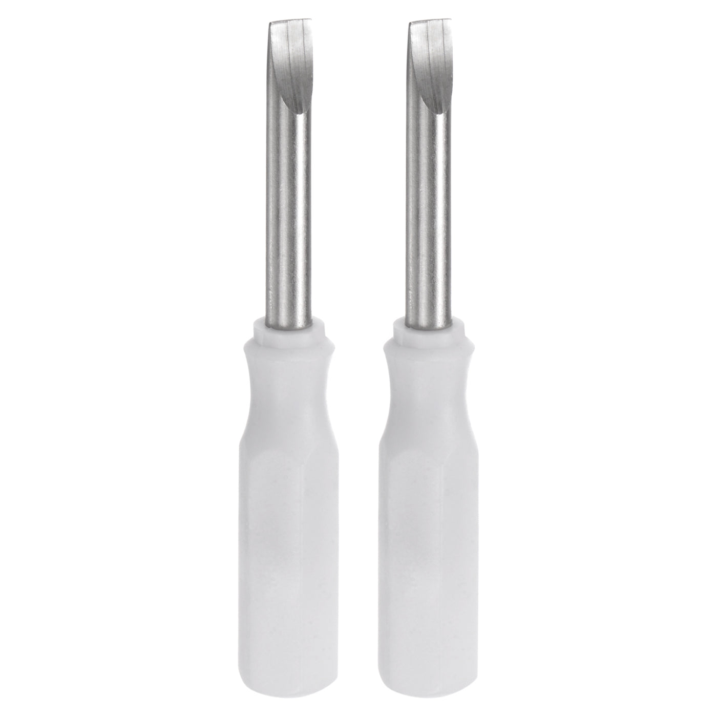 Harfington 2Pcs SL3.0 Mini Slotted Screwdriver 3mm Magnetic Flat Head 45mm Length, White