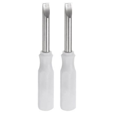 Harfington 2Pcs SL3.0 Mini Slotted Screwdriver 3mm Magnetic Flat Head 45mm Length, White