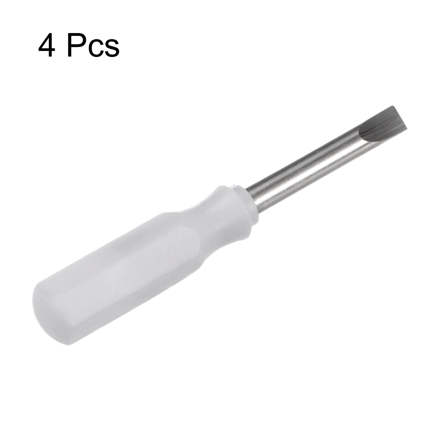 Harfington 4Pcs SL3.0 Mini Slotted Screwdriver 3mm Magnetic Flat Head 45mm Length, White