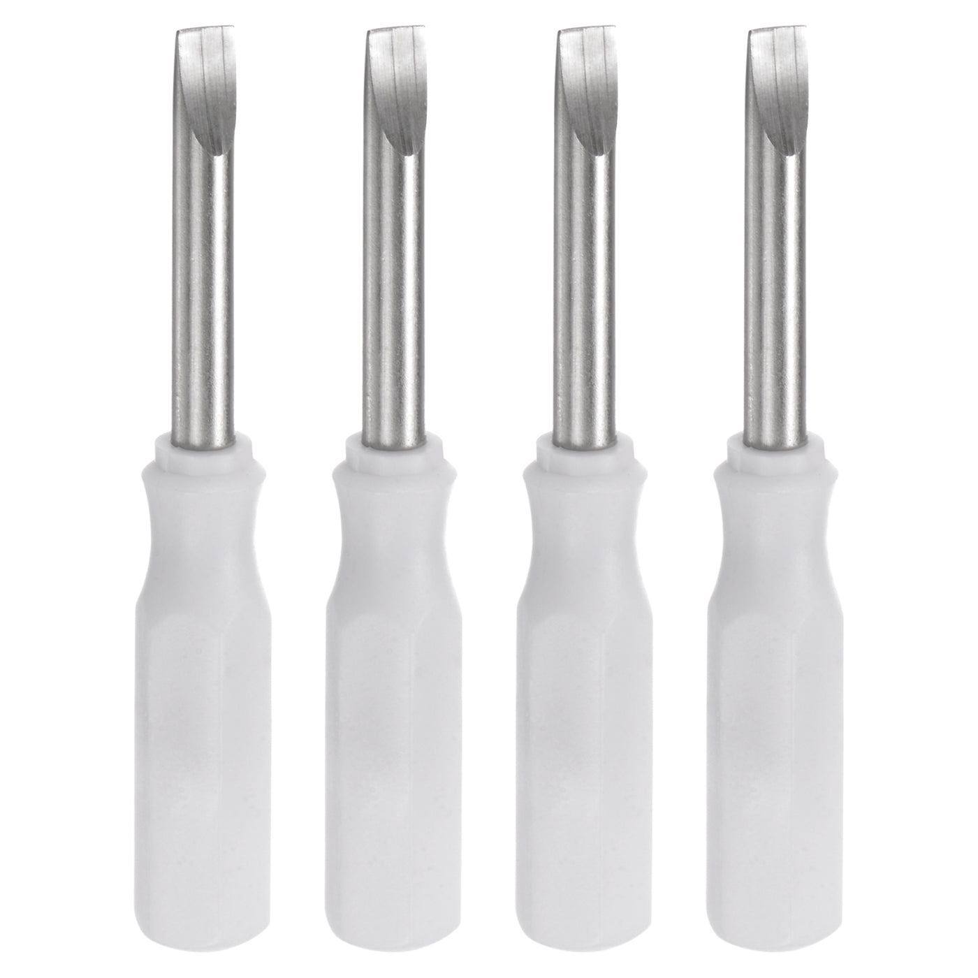 Harfington 4Pcs SL3.0 Mini Slotted Screwdriver 3mm Magnetic Flat Head 45mm Length, White