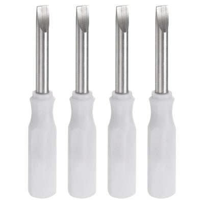 Harfington 4Pcs SL3.0 Mini Slotted Screwdriver 3mm Magnetic Flat Head 45mm Length, White