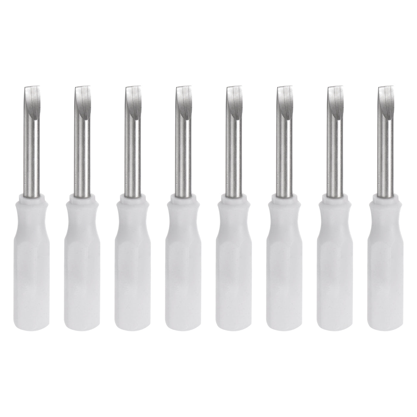 Harfington 8Pcs SL3.0 Mini Slotted Screwdriver 3mm Magnetic Flat Head 45mm Length, White