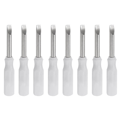 Harfington 8Pcs SL3.0 Mini Slotted Screwdriver 3mm Magnetic Flat Head 45mm Length, White