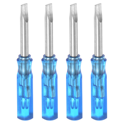 Harfington 4Pcs SL3.0 Mini Slotted Screwdriver 3mm Magnetic Flat Head 45mm Length, Blue