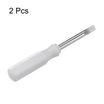 Harfington 2Pcs SL2.5 Mini Slotted Screwdriver 2.5mm Magnetic Flat Head 45mm Length, White