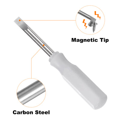 Harfington 2Pcs SL2.5 Mini Slotted Screwdriver 2.5mm Magnetic Flat Head 45mm Length, White