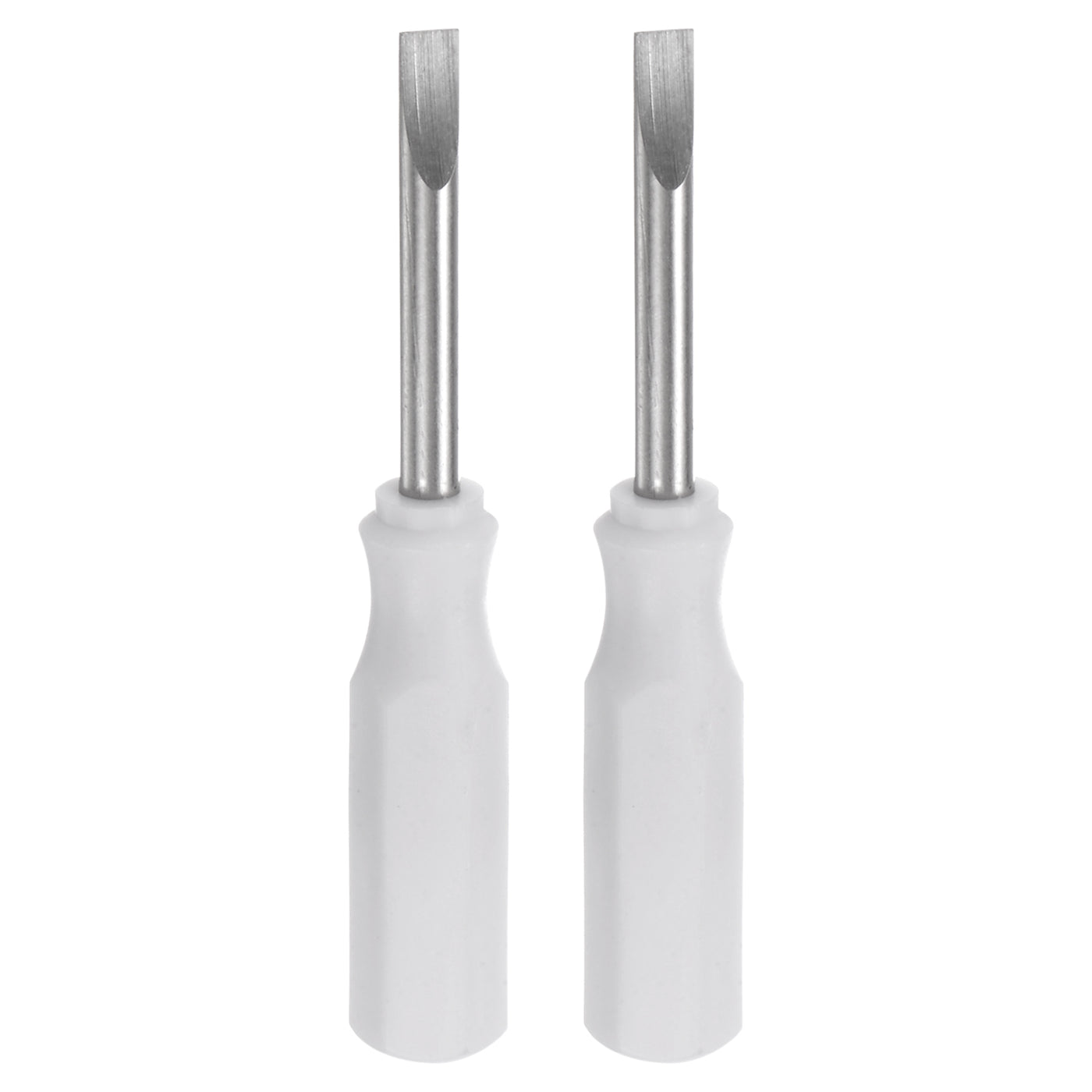 Harfington 2Pcs SL2.5 Mini Slotted Screwdriver 2.5mm Magnetic Flat Head 45mm Length, White