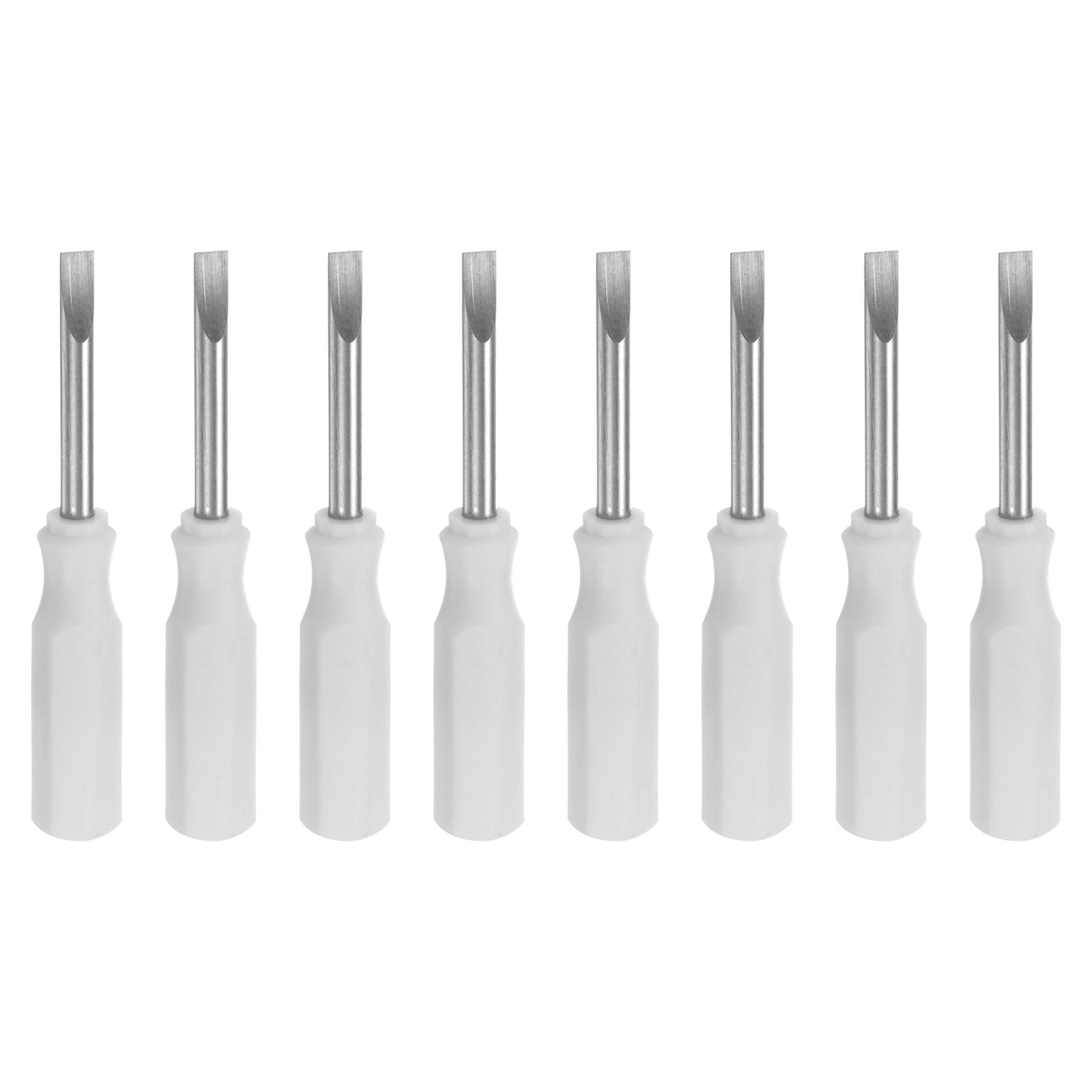 Harfington 8Pcs SL2.5 Mini Slotted Screwdriver 2.5mm Magnetic Flat Head 45mm Length, White