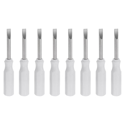 Harfington 8Pcs SL2.5 Mini Slotted Screwdriver 2.5mm Magnetic Flat Head 45mm Length, White