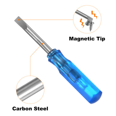 Harfington 2 Stücke SL2.5 Mini-Schlitzschraubendreher 2,5 mm Magnetischer Flachkopf 45 mm Länge für Reparaturen an kleinen Geräten, Blau