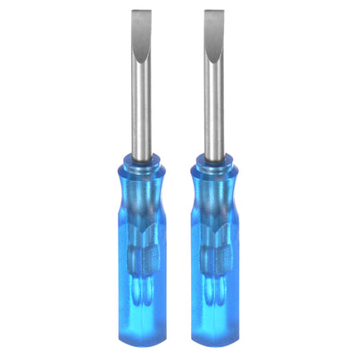 Harfington 2Pcs SL2.5 Mini Slotted Screwdriver 2.5mm Magnetic Flat Head 45mm Length, Blue