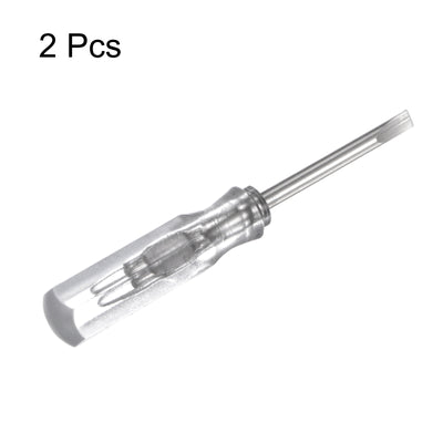 Harfington 2Pcs SL2.0 Mini Slotted Screwdriver 2mm Magnetic Flat Head 45mm(L),Transparent