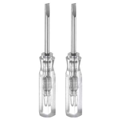 Harfington 2Pcs SL2.0 Mini Slotted Screwdriver 2mm Magnetic Flat Head 45mm(L),Transparent