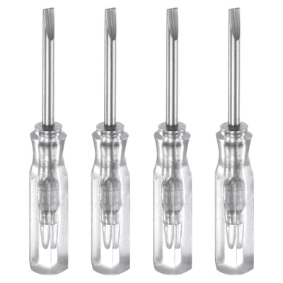 Harfington 4Pcs SL2.0 Mini Slotted Screwdriver 2mm Magnetic Flat Head 45mm(L),Transparent