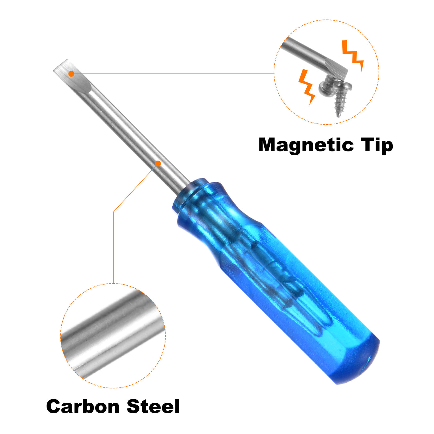 Harfington 2 Stücke SL2.0 Mini-Schlitzschraubendreher 2mm Magnetischer Flachkopf 45mm Länge für Reparaturen an kleinen Geräten, Blau