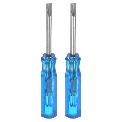 Harfington 2Pcs SL2.0 Mini Slotted Screwdriver 2mm Magnetic Flat Head 45mm Length, Blue