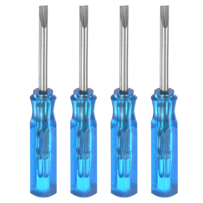 Harfington 4Pcs SL2.0 Mini Slotted Screwdriver 2mm Magnetic Flat Head 45mm Length, Blue