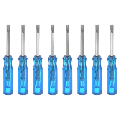 Harfington 8Pcs SL2.0 Mini Slotted Screwdriver 2mm Magnetic Flat Head 45mm Length, Blue