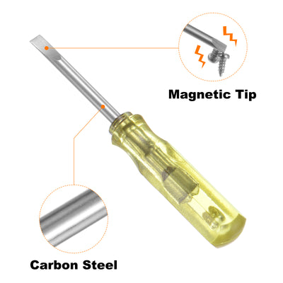 Harfington 2Pcs SL2.0 Mini Slotted Screwdriver 2mm Magnetic Flat Head 45mm Length, Yellow