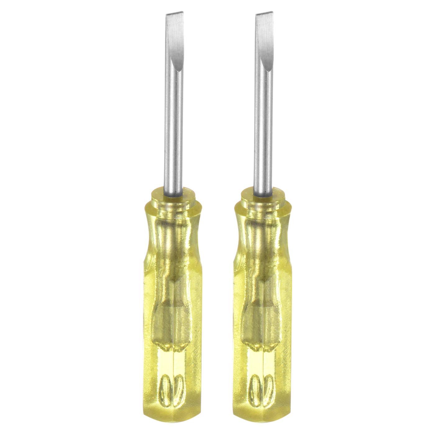 Harfington 2Pcs SL2.0 Mini Slotted Screwdriver 2mm Magnetic Flat Head 45mm Length, Yellow