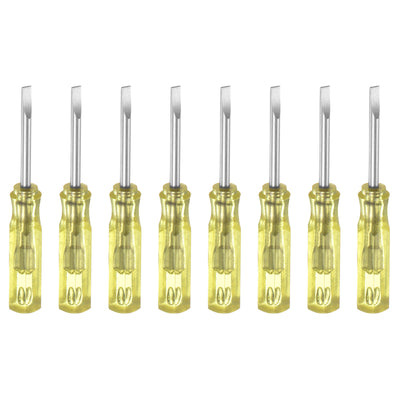 Harfington 8Pcs SL2.0 Mini Slotted Screwdriver 2mm Magnetic Flat Head 45mm Length, Yellow