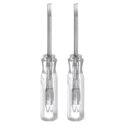 Harfington 2Pcs SL1.5 Mini Slotted Screwdriver 1.5mm Magnetic Flat Head 45mm(L),Transparent