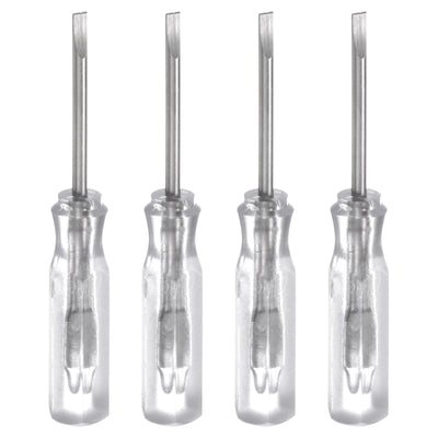 Harfington 4Pcs SL1.5 Mini Slotted Screwdriver 1.5mm Magnetic Flat Head 45mm(L),Transparent