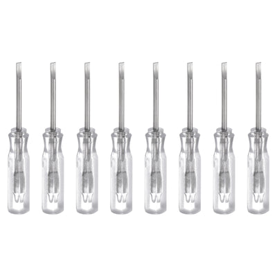 Harfington 8Pcs SL1.5 Mini Slotted Screwdriver 1.5mm Magnetic Flat Head 45mm(L),Transparent