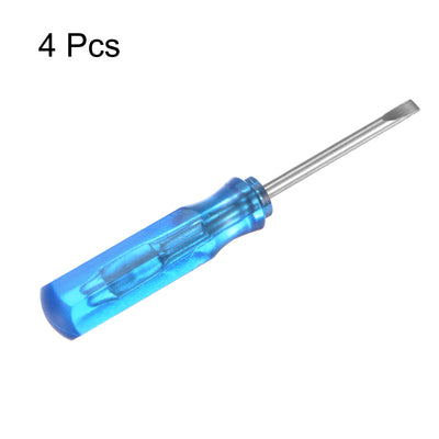 Harfington 4Pcs SL1.5 Mini Slotted Screwdriver 1.5mm Magnetic Flat Head 45mm Length, Blue