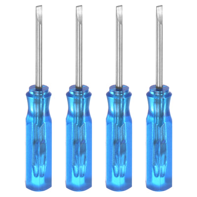 Harfington 4Pcs SL1.5 Mini Slotted Screwdriver 1.5mm Magnetic Flat Head 45mm Length, Blue