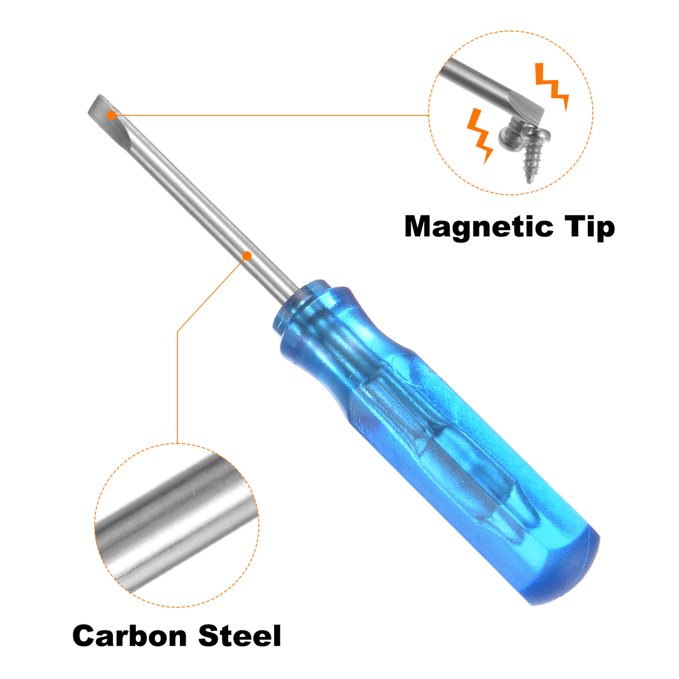 Harfington 8Pcs SL1.5 Mini Slotted Screwdriver 1.5mm Magnetic Flat Head 45mm Length, Blue