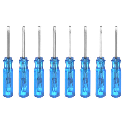 Harfington 8Pcs SL1.5 Mini Slotted Screwdriver 1.5mm Magnetic Flat Head 45mm Length, Blue