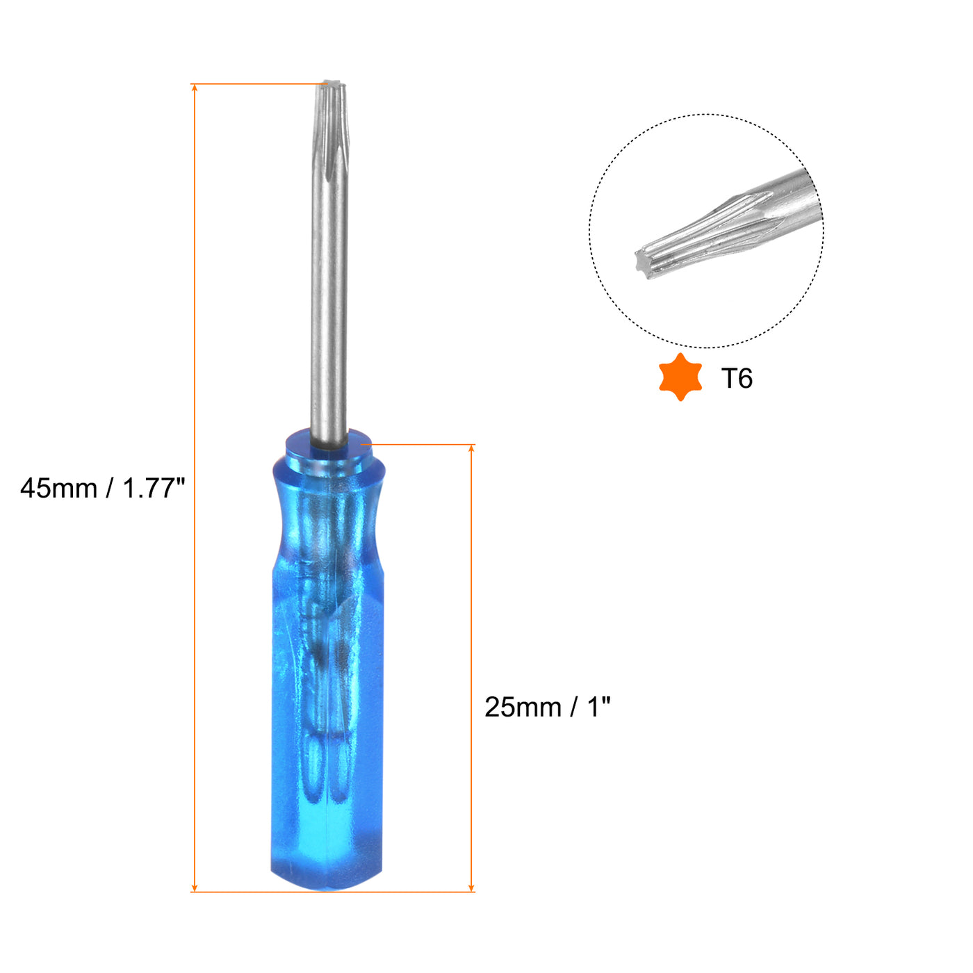 Harfington 2 Stück Mini Torx Schraubendreher T6 Magnetischer Sternkopf 45mm Länge für Uhren Brillen Elektronik Reparatur, Blau