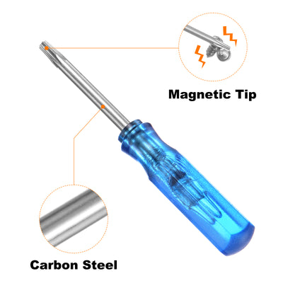 Harfington 2 Stück Mini Torx Schraubendreher T6 Magnetischer Sternkopf 45mm Länge für Uhren Brillen Elektronik Reparatur, Blau