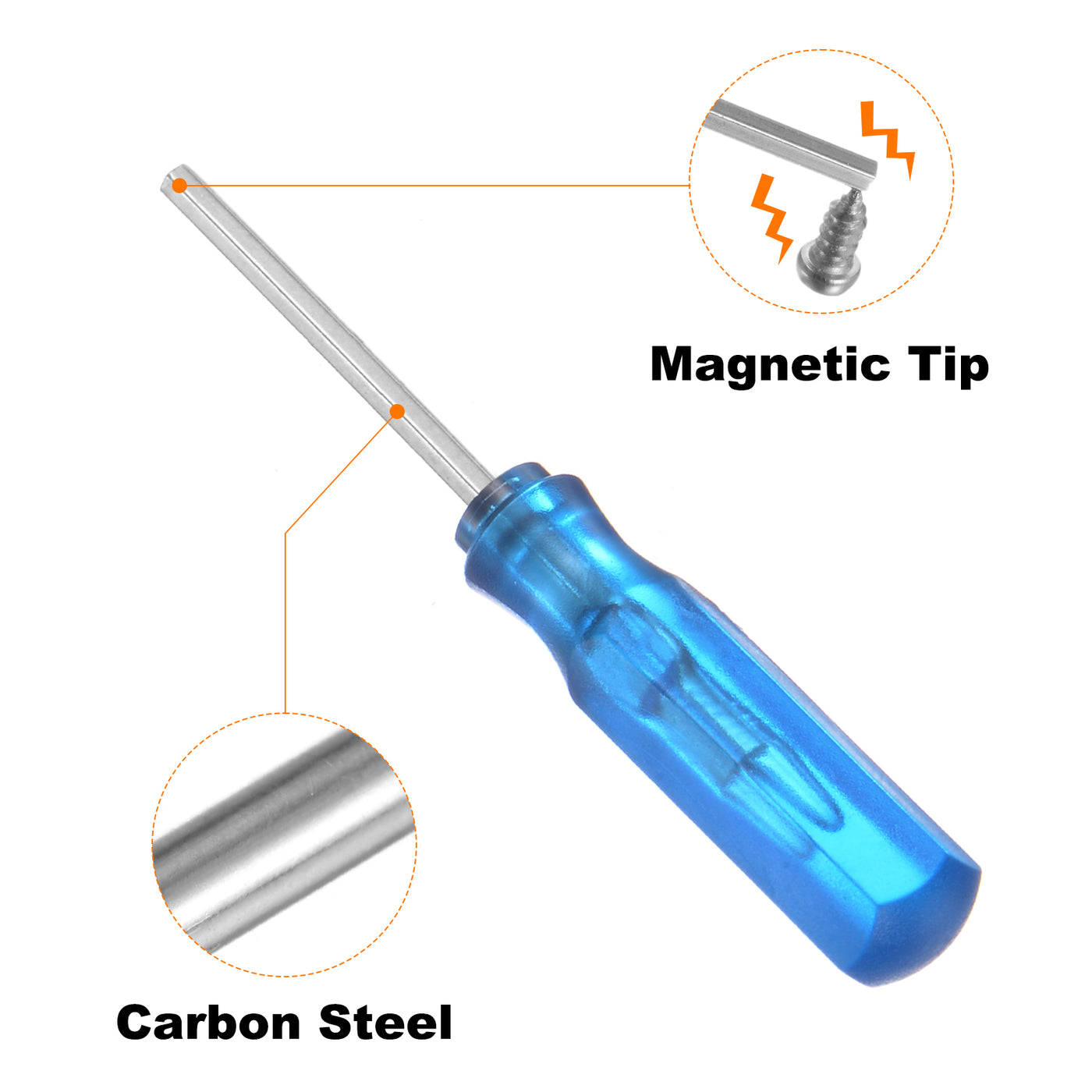 Harfington 2 Stück Sechskantschraubendreher H1.5 Magnetischer Kohlenstoffstahl Sechskantkopf Schraubendreher 45mm Länge für Reparaturen an kleinen Geräten, Blau