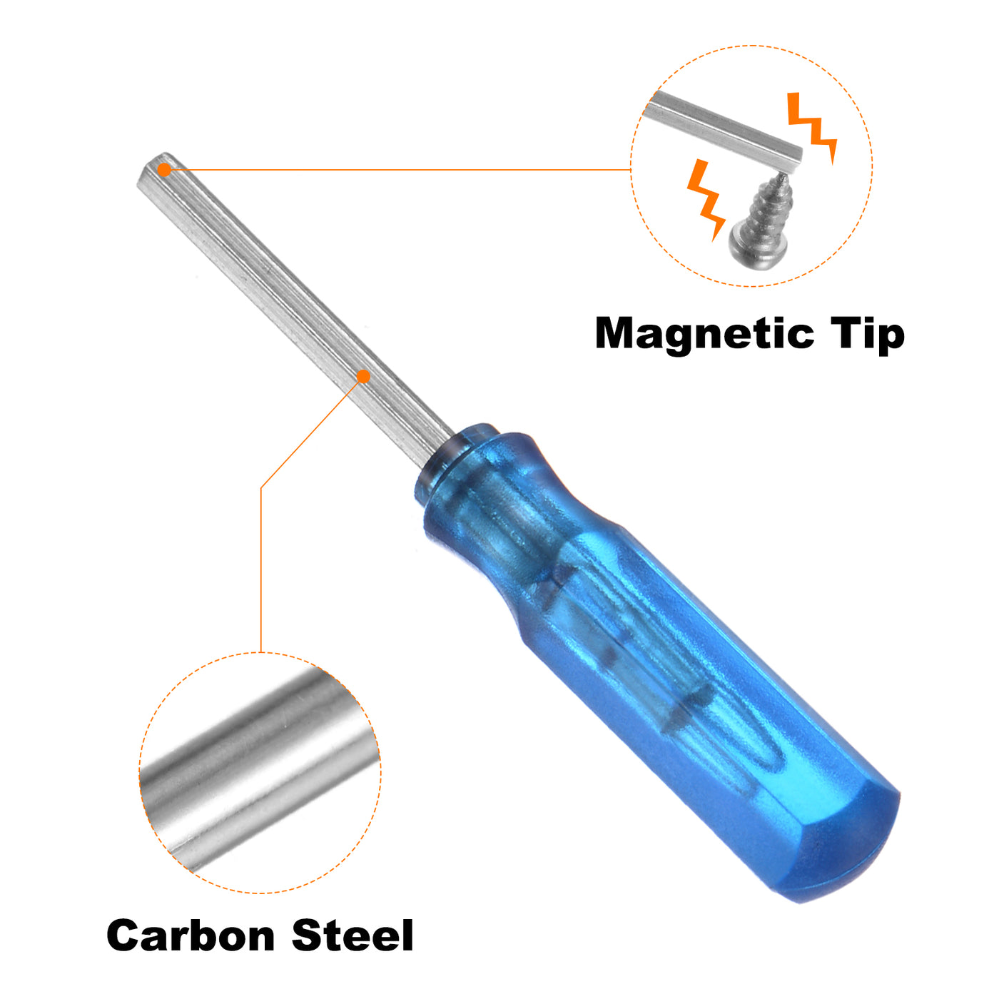 Harfington 2Pcs Hex Screwdriver H2 Magnetic Carbon Steel Hexagonal Head Screw Driver,Blue