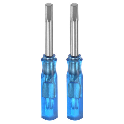 Harfington 2Pcs Hex Screwdriver H2.5 Magnetic Carbon Steel Hexagonal Head Screw Driver,Blue