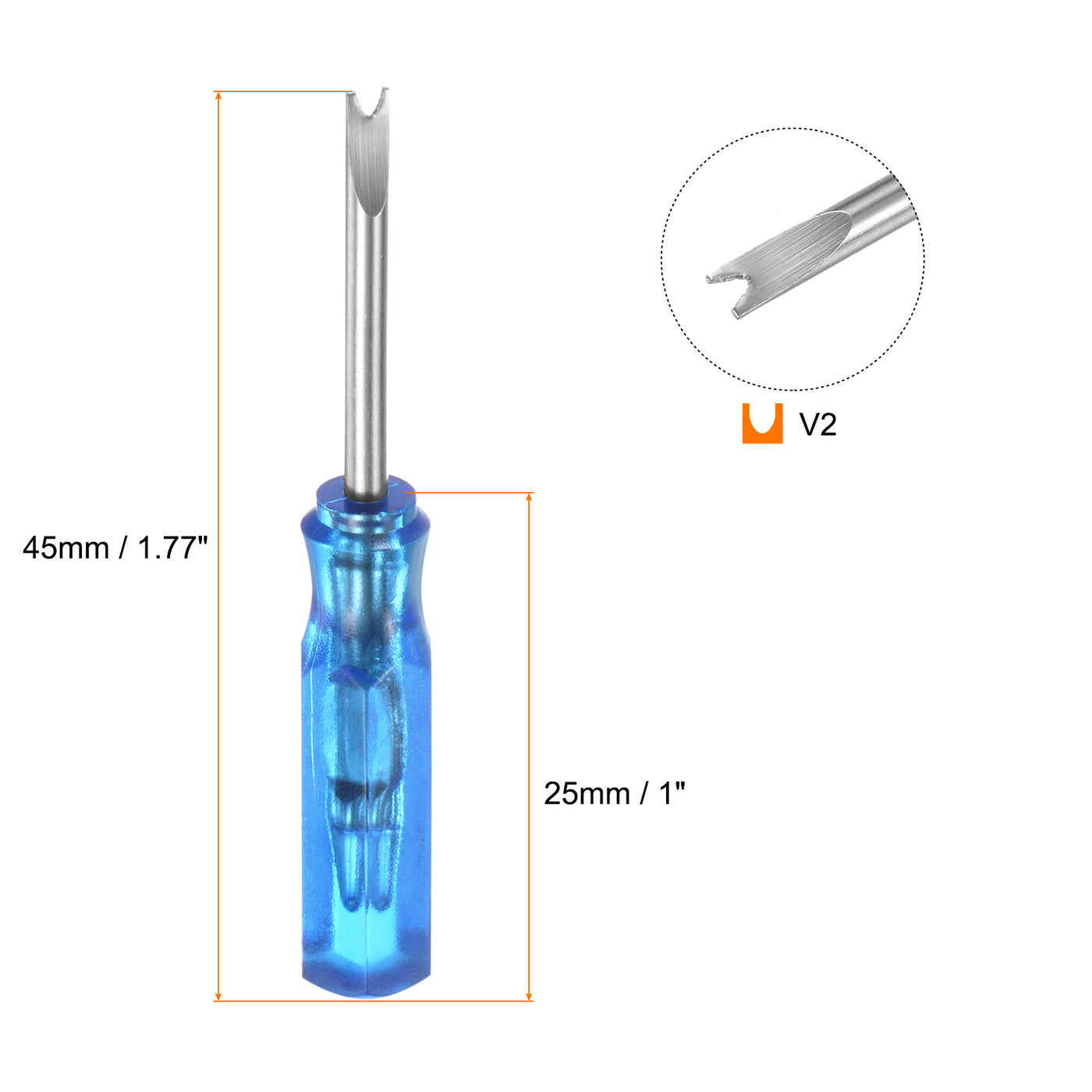 Harfington 2Pcs Mini V-shape Screwdriver V2 Magnetic V Head 45mm Length,Blue