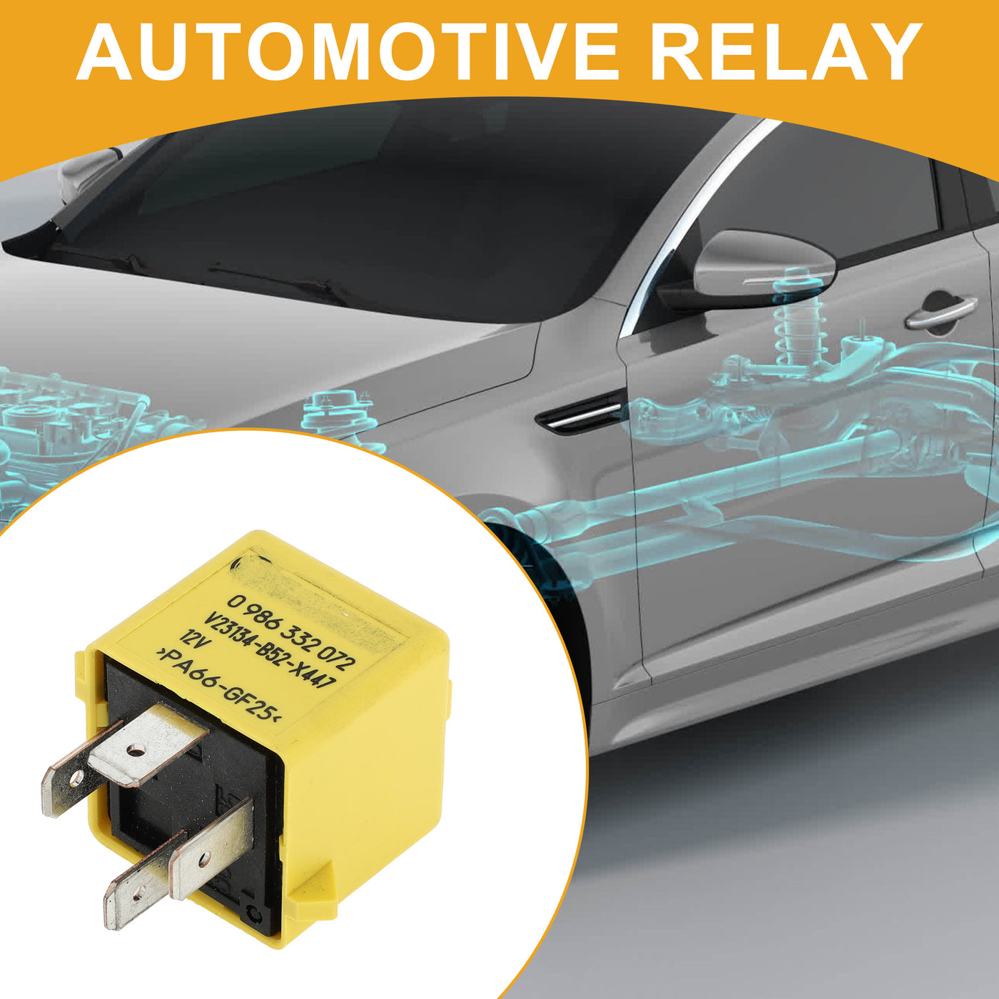 Partuto Mini Starter Relay No.YWB10027L - Car Horn Relay - 12V 60A 4 Pin for Land Rover Discovery 1994-2004 Plastic Yellow - 1 Pc