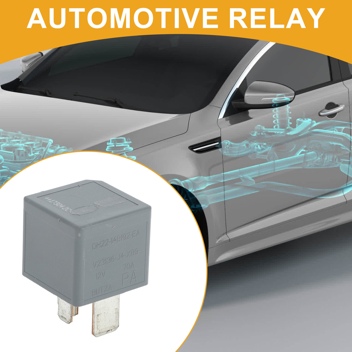 Partuto Multi-Purpose Automotive Relay - Car Multi-Purpose Automotive Relay - 12V 70A 4 Pin for Jaguar for Land Rover Plastic Gray - 1 Pc